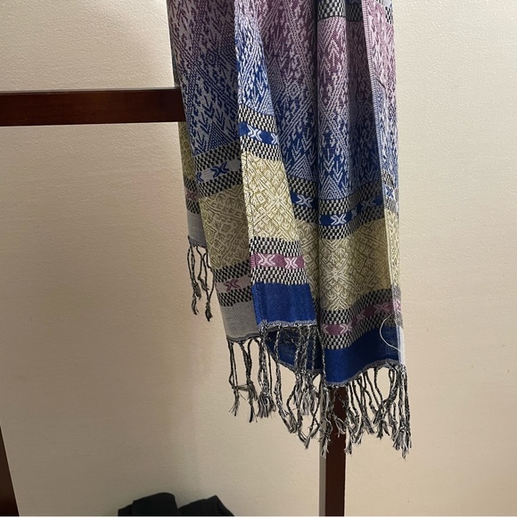 Winter Scarf for Women Blue Pashmina Long Stole Holiday Gift Head Wrap Shawl - Picture 5 of 7